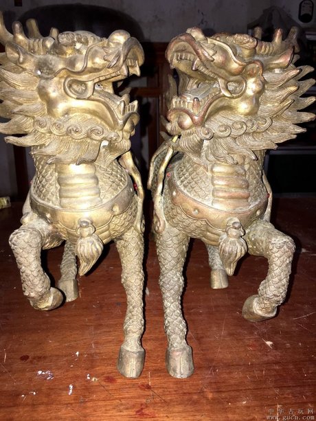 青铜器, 麒麟,一对,    中华古玩网   古董收藏,古