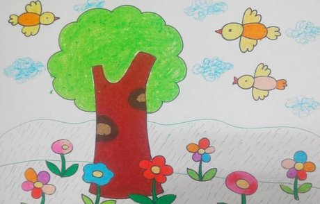儿童画春天的 树