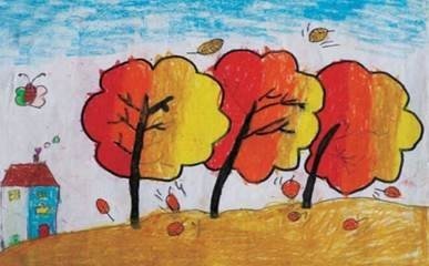 关于儿童画秋天的 简单图画     图片大全