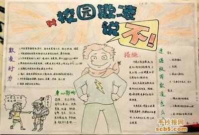 防校园暴力手抄报图片:对校园欺凌 说不