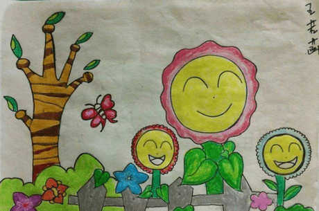 12岁儿童画作品欣赏- 花儿朵朵开