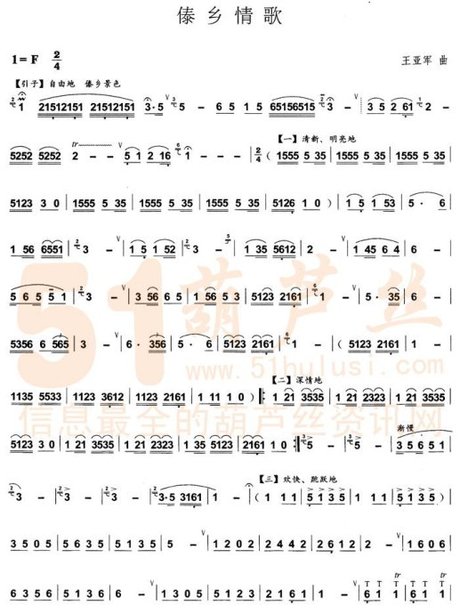 葫芦丝红尘情歌简谱_360图片