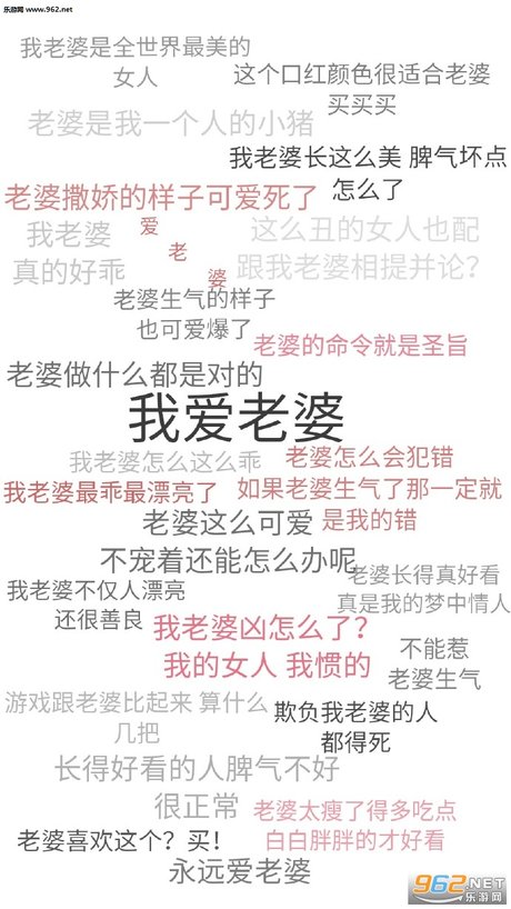 我爱老婆夸老婆文字壁纸