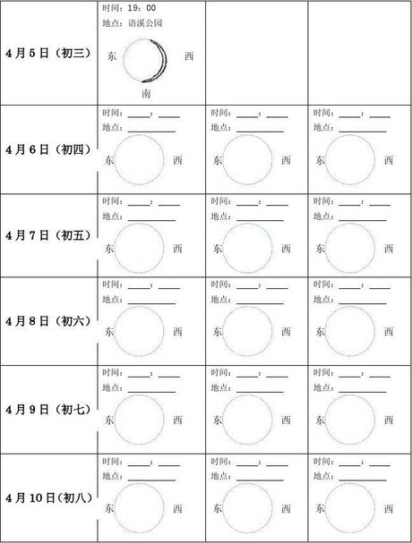 月相变化观察记录