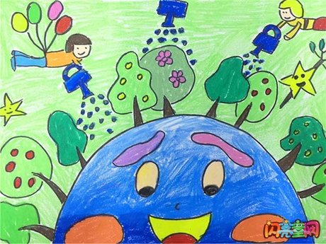 保护地球环境儿童画_360图片