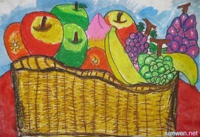 水果 儿童画 好看 风景画/简单油画棒风景画4
