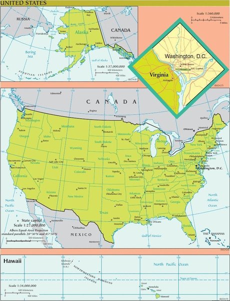美国地图首都 美国各州城市分布图 美国行政区划 美国地图高清版
