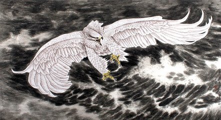 国画的雄鹰展翅壁纸图片