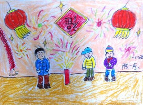 关于热闹春节的图画 关于春节的画大全 关于春节习俗的绘画