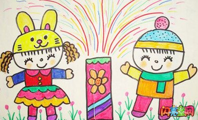 年味绘画作品 春节儿童画 关于春节的画儿童画 欢乐中国年主题绘画