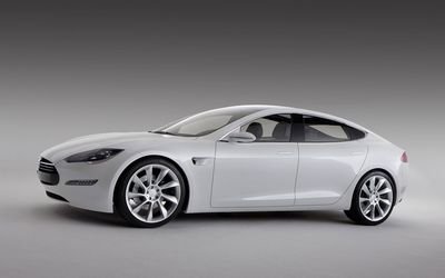 高清晰白色 tesla特斯拉汽车正侧面壁纸