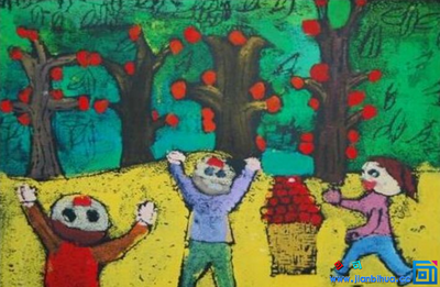 秋天 丰收的果园图片 优秀儿童画作品欣赏