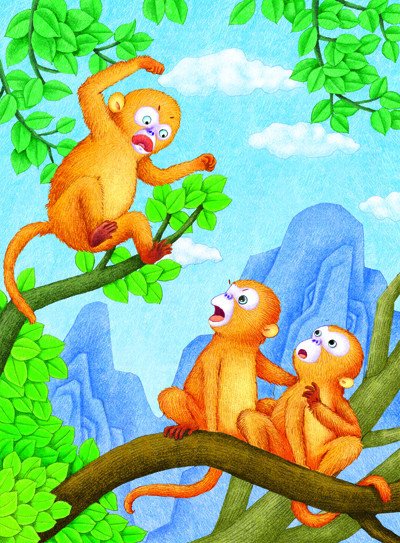 滇金丝猴卡通儿童画_360图片