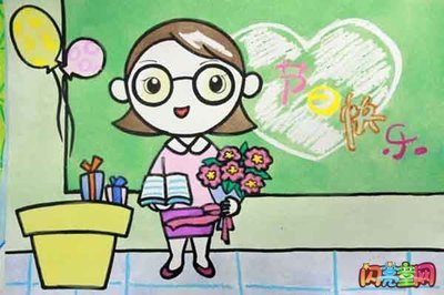 关于教师节儿童画绘画作品