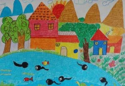 我的家乡图画二年级 我的家乡美术作品 画家乡的风景 家乡美儿童画 画
