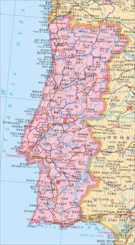 葡萄牙地图中文版高清