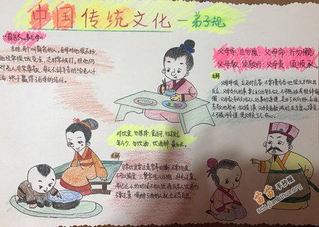 中国传统文化背景图 中国传统文化边框 小学生弘扬中国传统文化绘画