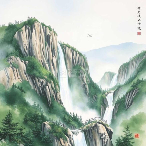 名画记』杜琼《山水图》轴，仿元王蒙风格而自出新意