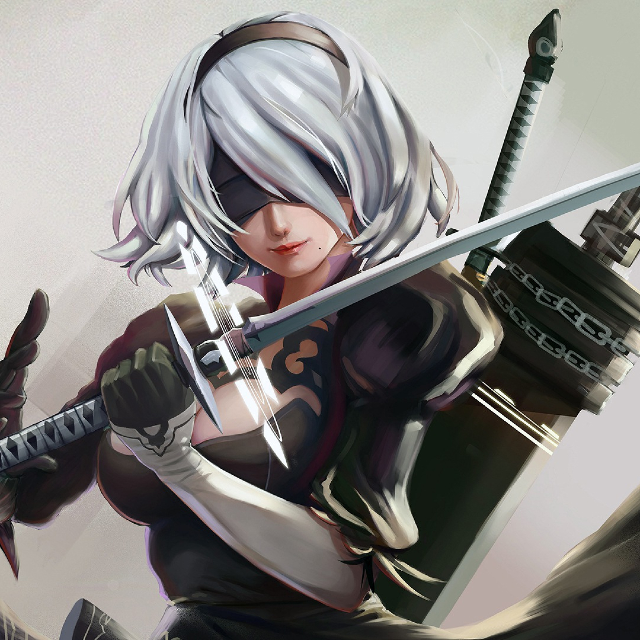 2b 尼尔 机械纪元 原画 剑 苹果手机高清壁纸 2.