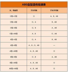 亲子鉴定血型表