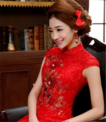 新娘红色礼服发型