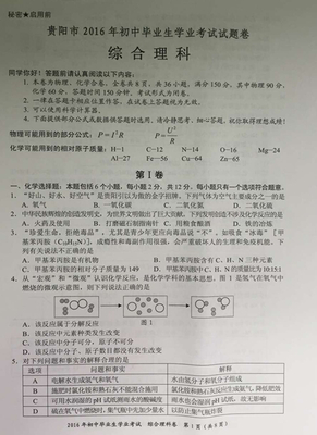 2020年贵州省贵阳市中考化学试卷