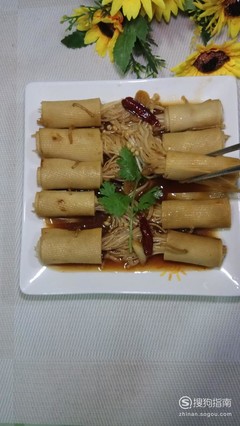 豆腐皮卷金针菇