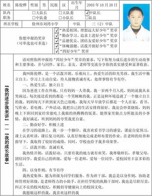 申请大队委个人简介怎么填