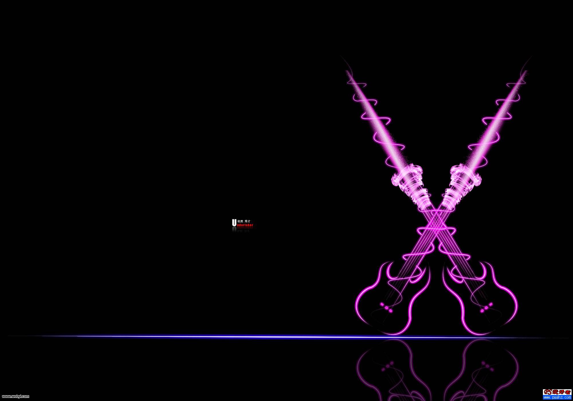 ps桌面壁纸设计,用ps打造紫色光炫贝斯桌面