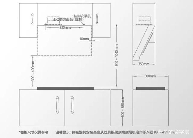 顶吸烟机橱柜安装高度