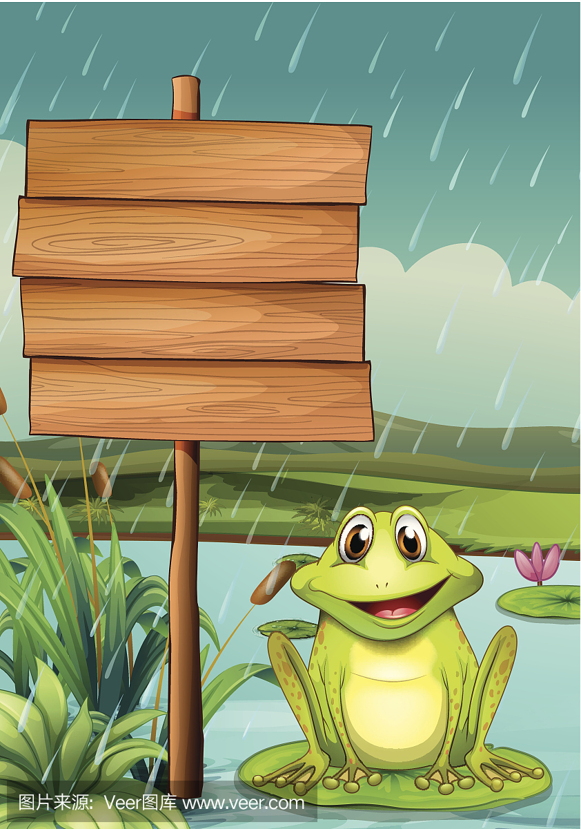 空板上有一只绿色的青蛙