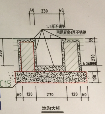厨房排水沟下挖尺寸