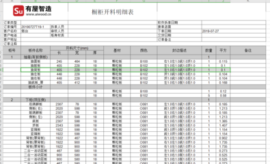 衣柜橱柜配套清单格式