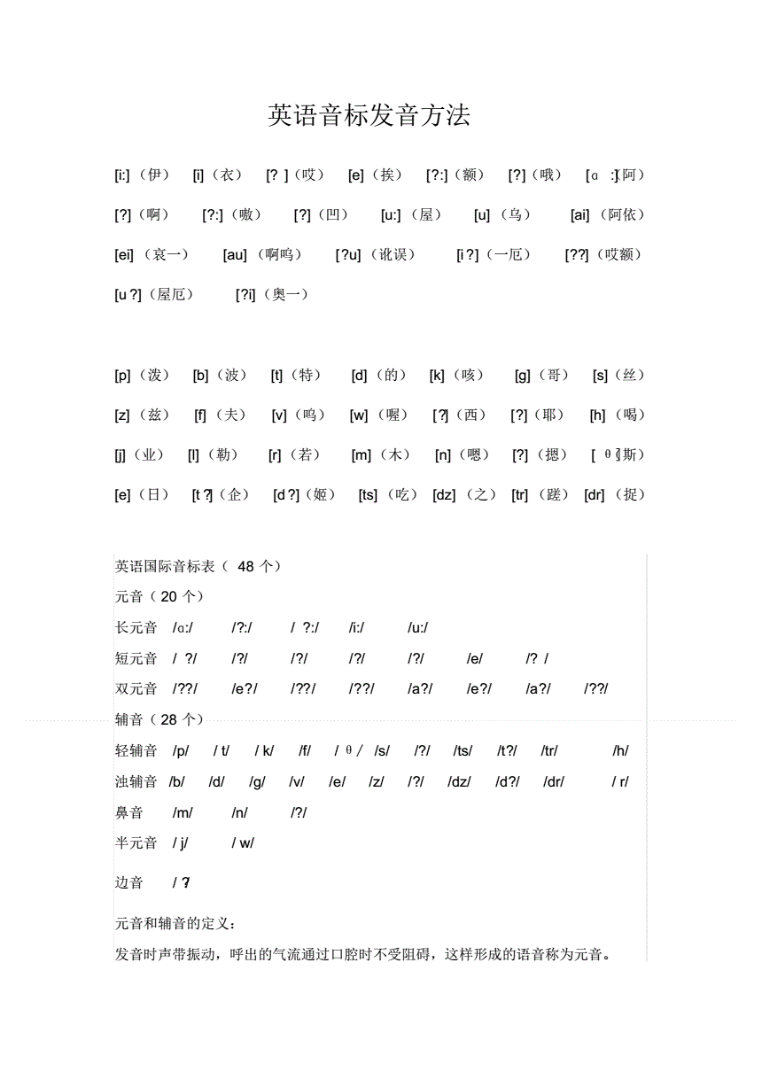 英语音标口诀记忆法
