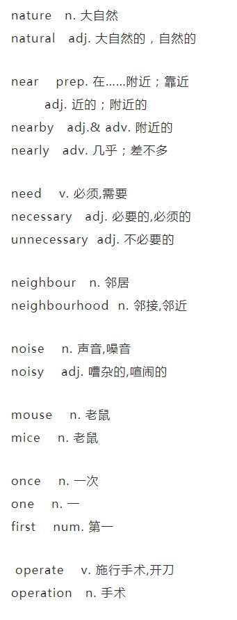 nature的各种词性变化