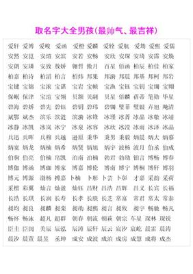 带帅的男孩名字