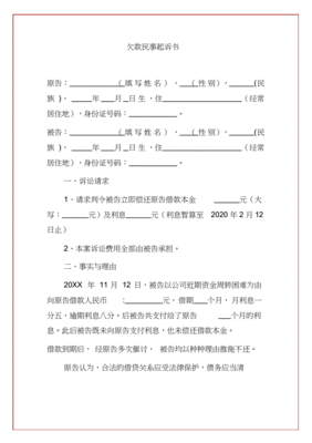 债务纠纷起诉状
