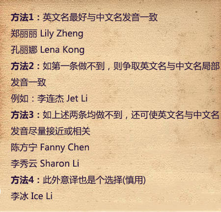 英文名取名规则