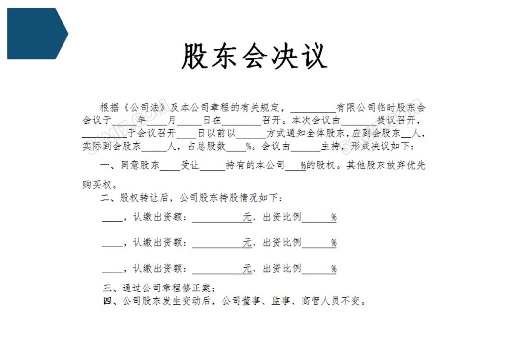 股东会决定模板