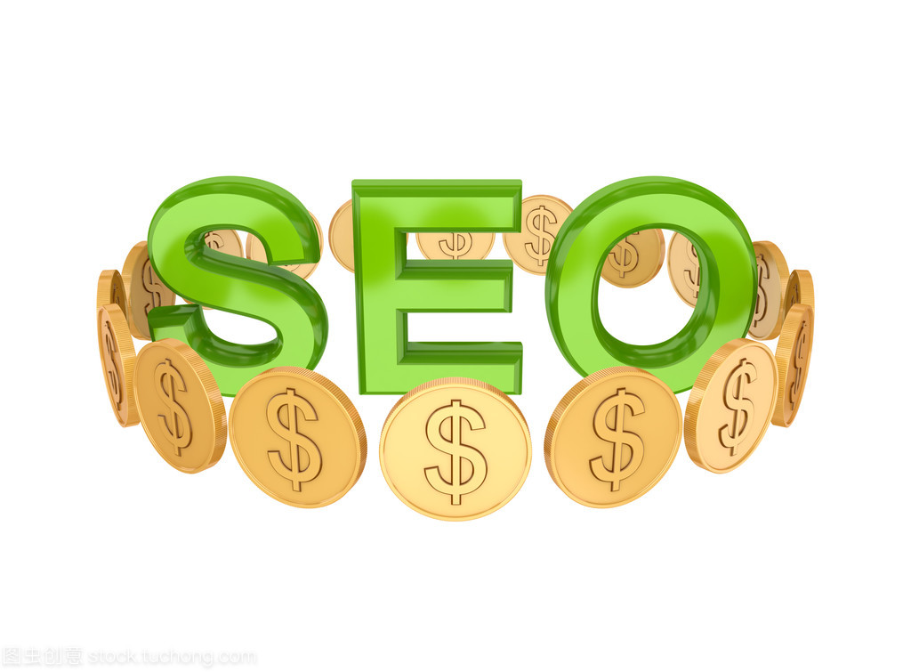 词 seo 和周围的金色硬币