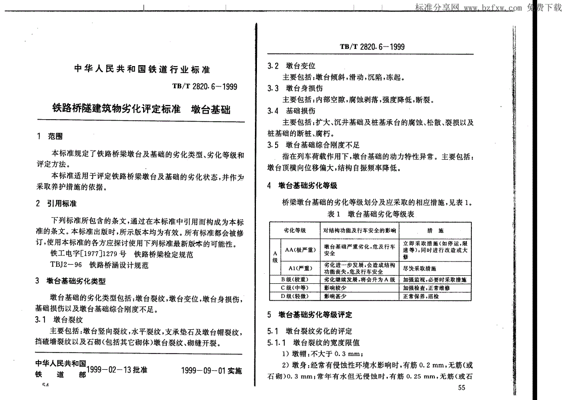 铁路桥隧建筑物劣化评定标准 墩台基础