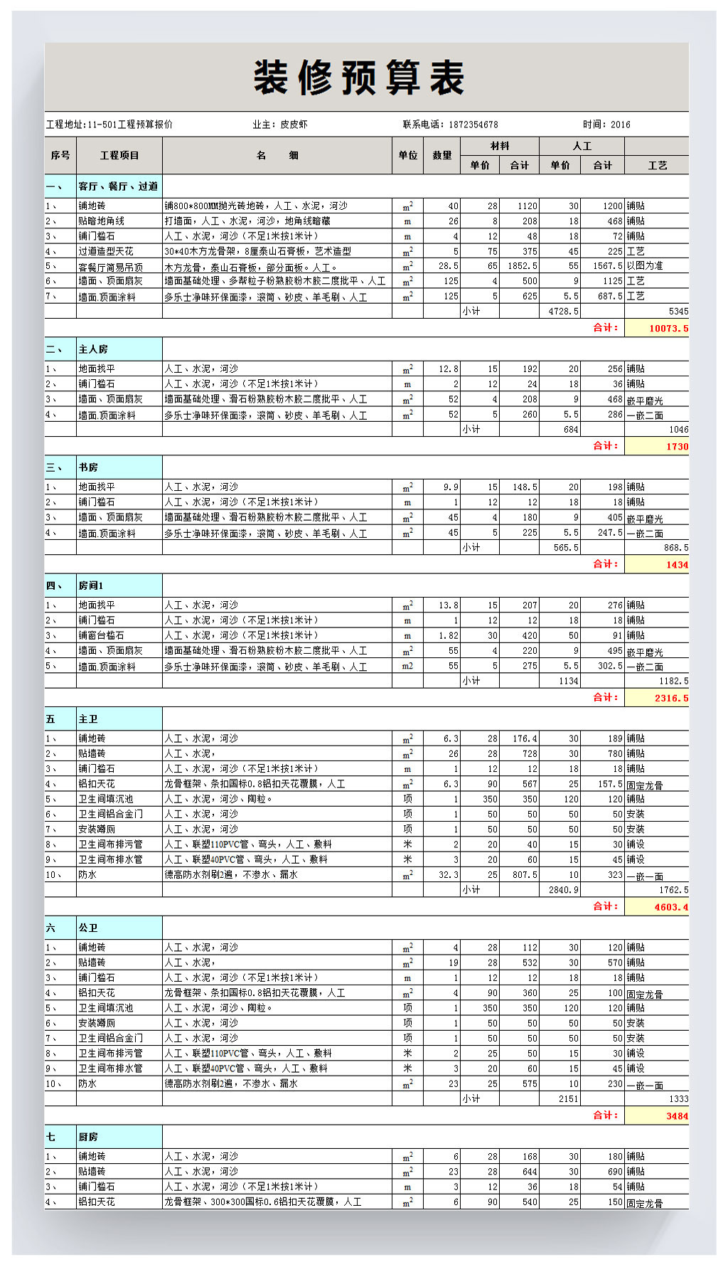 装饰装修 预算