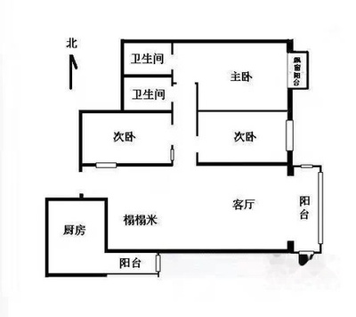 主卧客厅朝南次卧厨房朝东