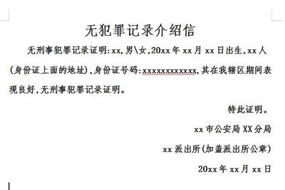 无刑事犯罪记录证明