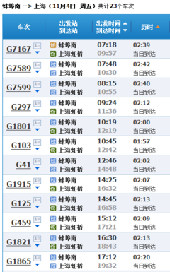 蚌埠到上海虹桥