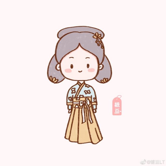 ...插画课超话#古风##简笔画# 古风小女孩