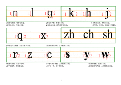 二十六个拼音笔顺图