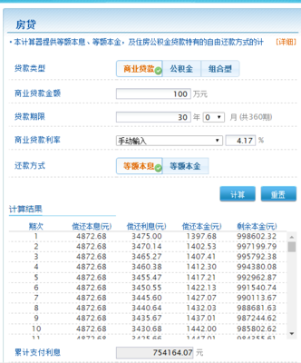房子月供计算器