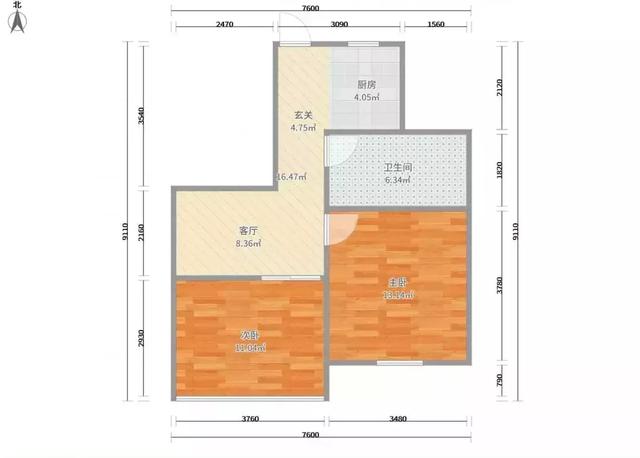 两室一厅户型图