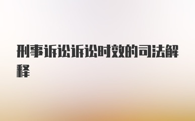 刑事诉讼时效司法解释